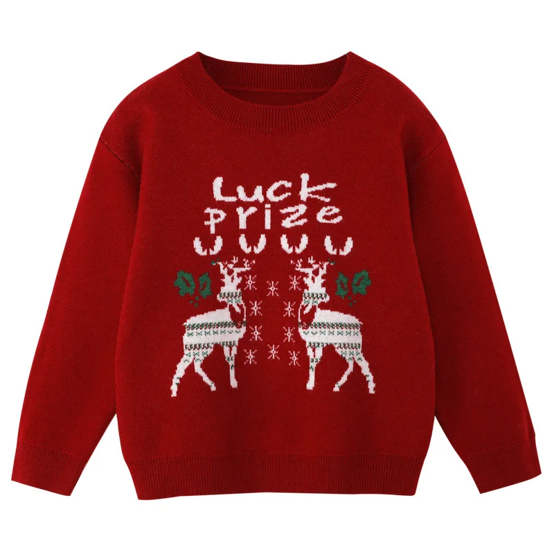 Christmas Family Matching Outfits Sweater Parent-Child Autumn Winter Dad Son Tops New Mom Daughter Head Pullover Home Clothing