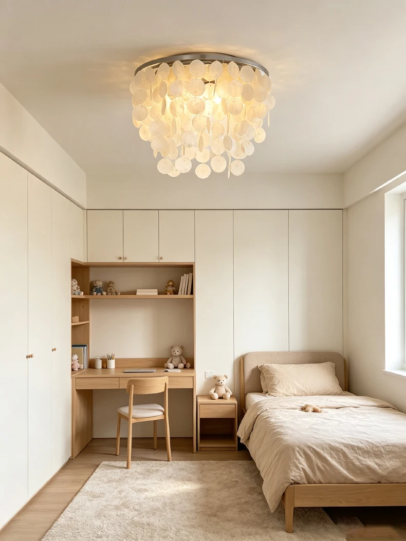 Romantic Shell LED Ceiling Light E27 Bulb Gold Metal Base