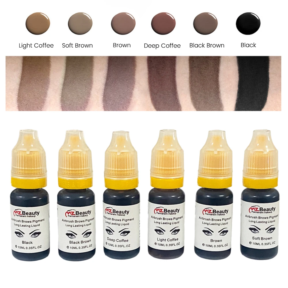 10ml Airbrush Brow Tint Pigment Liquid Hybrid Eyebrow Dye with Multiple Color Options for Perfectly Defined Henna Brows Ink