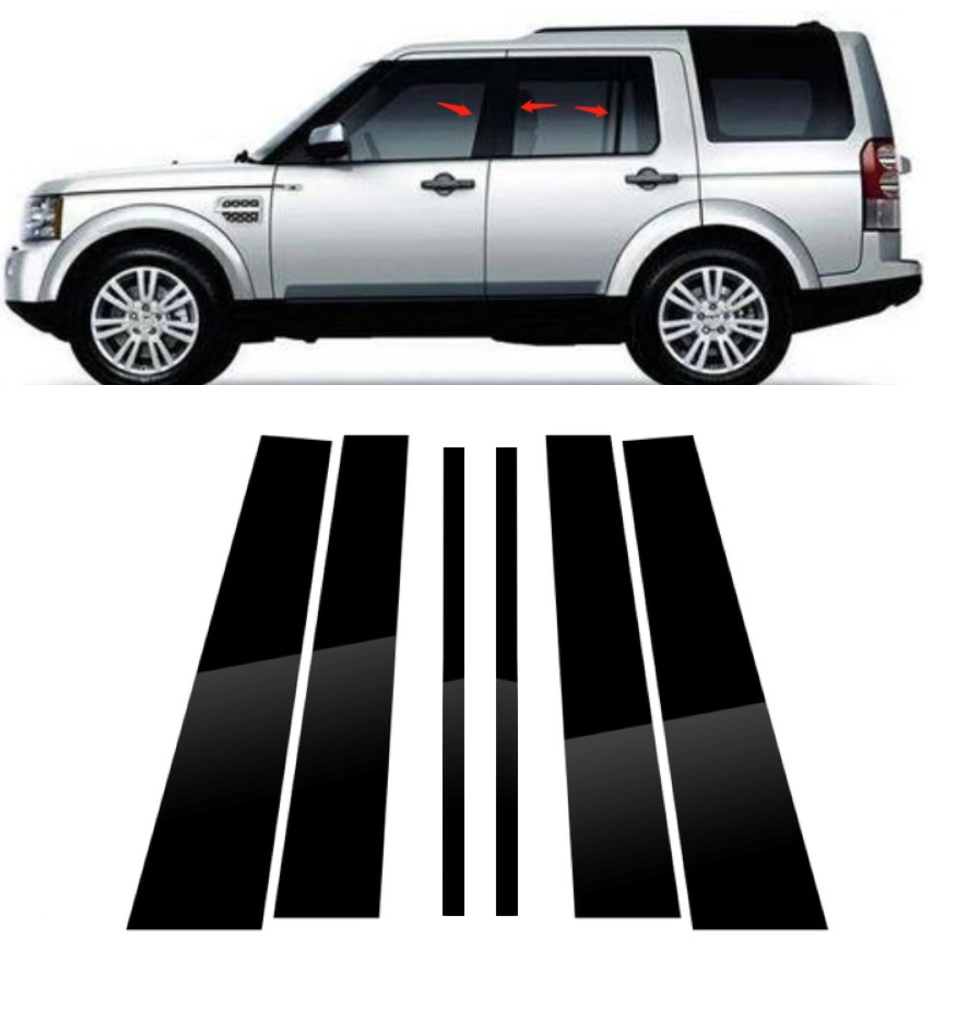 

6Pcs Car Door Window Pillar Posts Trim Covers Sticker For Land Rover Discovery 3 4 2006 2007 2008 2009 2010 2011 2012 2013-2016