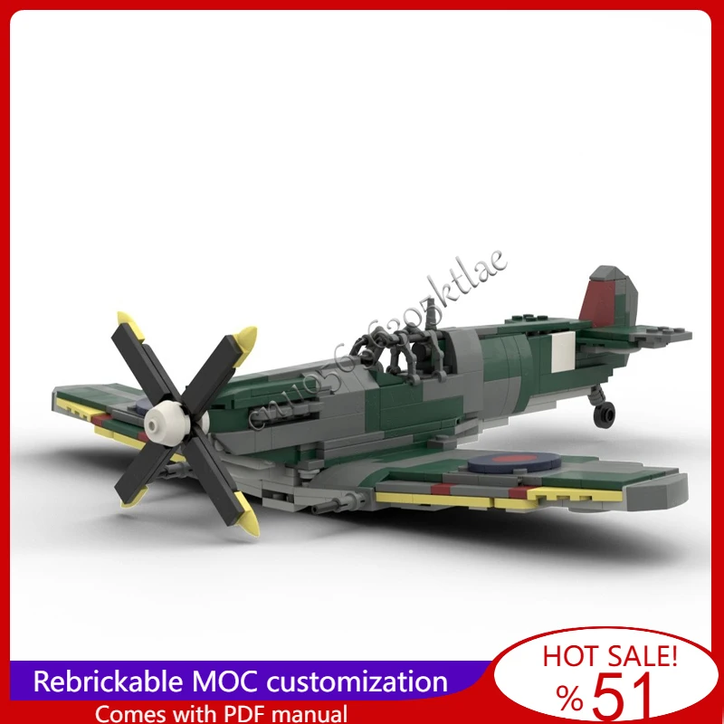 

536 шт. MOC WW2 Spitfire Mrk IX Fighter Jet Модель Строительные блоки DIY Кирпичи Креативная сборка Набор игрушек для детей Подарок на день рождения