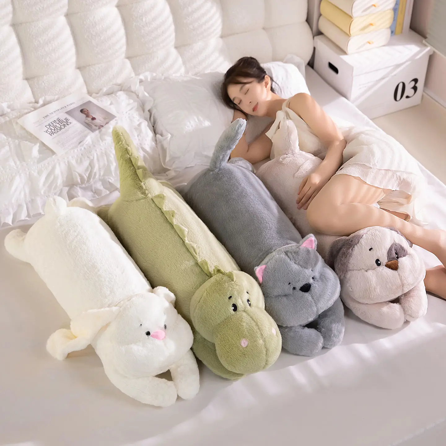 

New Big Long Cute Dinosaur Plush Toy Soft Cartoon Animal Rabbit Dog Cat Plush Doll Boyfriend Pillow Child Girl Birthday Gift