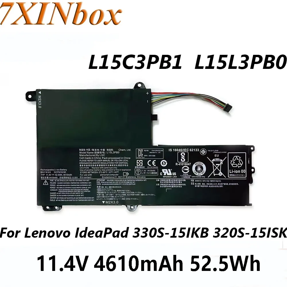 7XINbox L15C3PB1 L15L3PB0 Laptop Battery 11.4V 4610mAh 52.5Wh For Lenovo IdeaPad 320S-15ISK 330S-15IKB 330S-14IKB