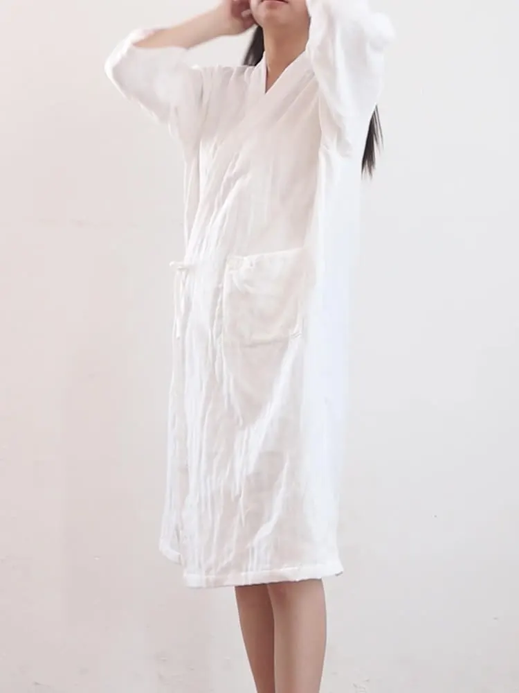 Pyjama en Gaze 100% Coton à 3 Couches pour Homme et Femme, Vêtements de Maison, Peignoir d'Hôtel, Kimono, Printemps et Été