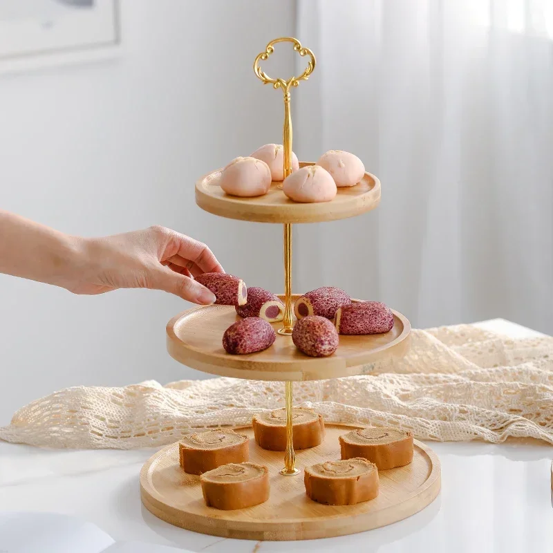 Japanese Bamboo Fruit Plates Set Snack Dishes Cake Stand Bread Dessert Plate Candy Dish Pastry Tray Wood Tableware Decoration
