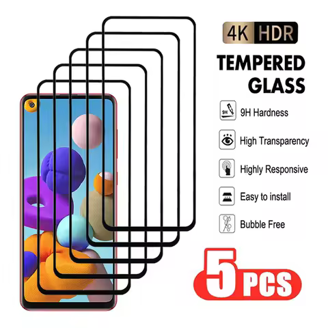 5Pcs Tempered Glass For Samsung Galaxy A21 A22 A23 A24 A25 A31 A32 A33 A34 A35 4G5G Screen Protector For Samsung A21S Glass Film