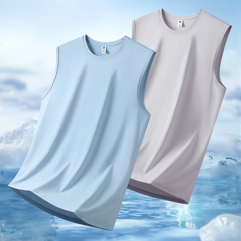 

Мужская спортивная футболка для тренировок на открытом воздухе, впитывающая пот, быстросохнущая, модная, из ледяного шелка, легкая, дышащая