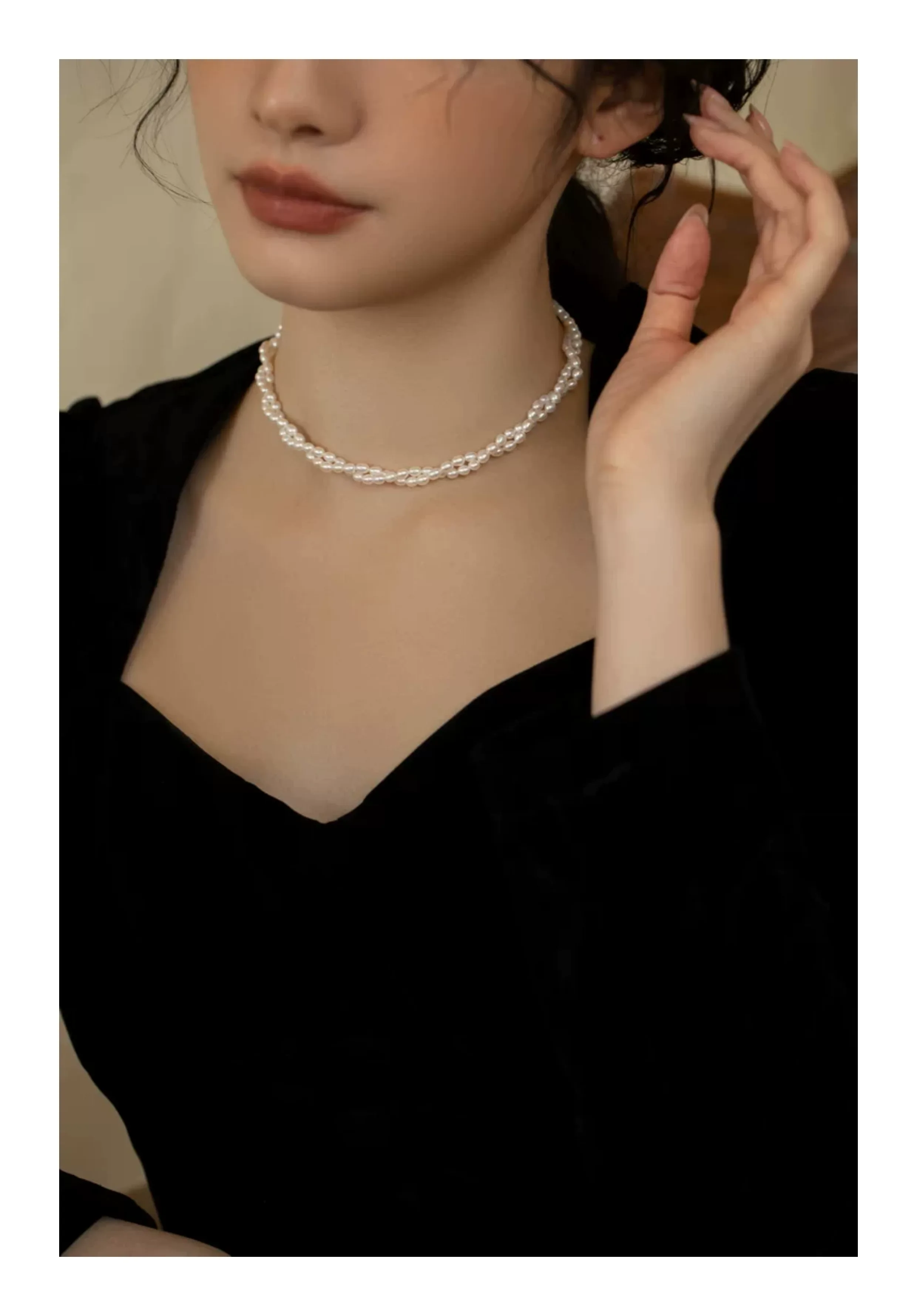 Fine jewelry Natural freshwater pearl hand-woven clavicle chain women's light luxury choker gentle commuting giftxl202607005