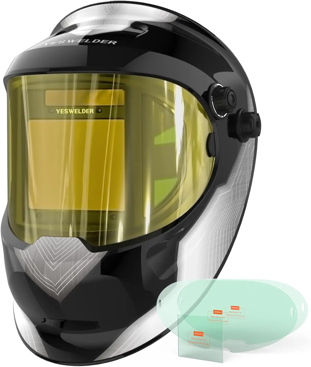 

Auto Darkening Welding Helmet with Side View, 180° Panoramic, Solar Powered, Wide Shade for TIG MIG ARC