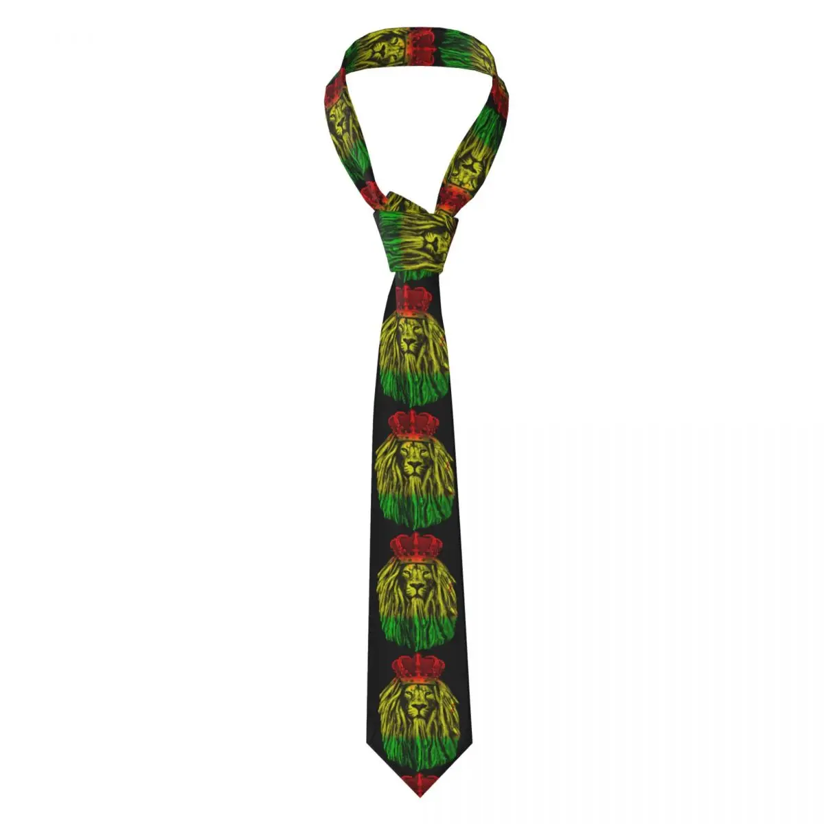 Lion Of Judah Rasta Jamaican Reggae Necktie for Men Silk Polyester Slim Neck Ties Party Suits Tie Casual Gravatas