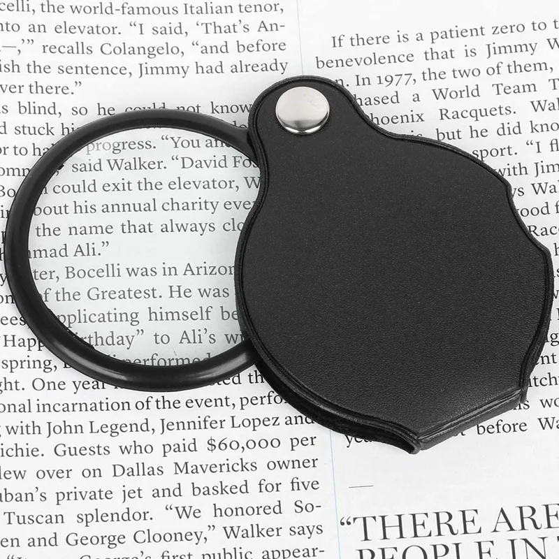 Folding Fold Away Pocket Magnifying Glass Magnifier Lens 3X Magnification Folding Leather Case Magnifying Glass