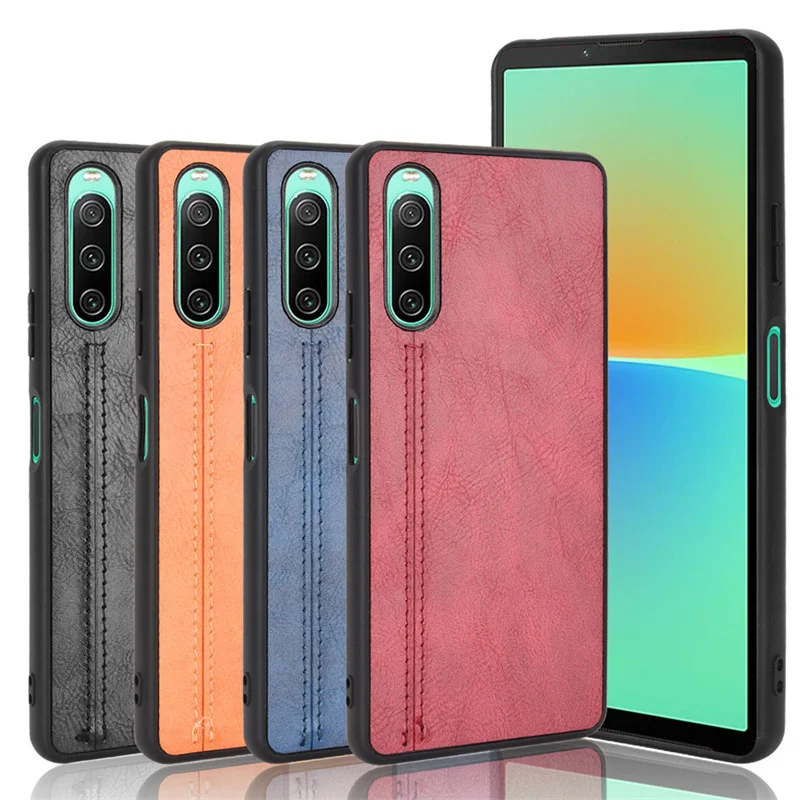 Чехол из телячьей кожи для Sony Xperia 10 IV, Твердый чехол из искусственной кожи с мягкими краями для Sony Xperia 1IV