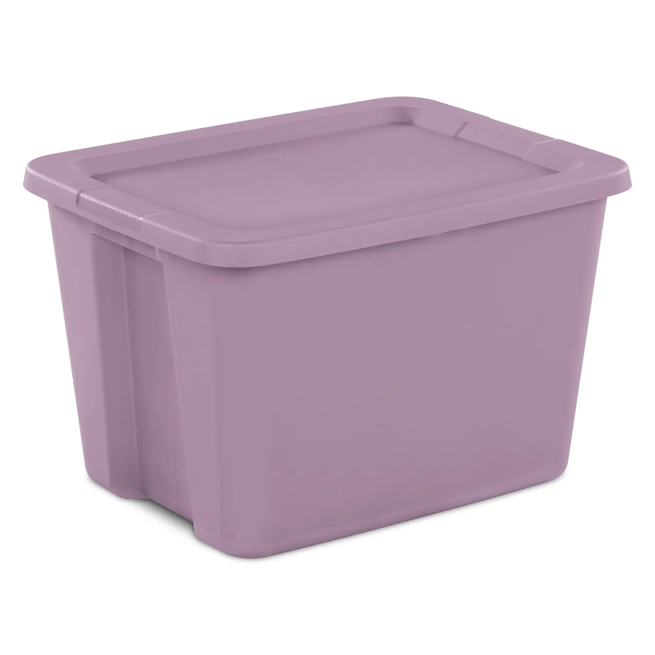 Large Storage Bin, 18 Gallon Plastic Storage Container with Snap-On Lid, Lilac, Pack of 8