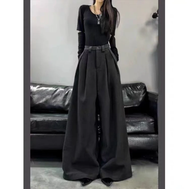 Double-sided Fleece Thickened Women's Suit Pants 2024 Autumn and Winter High-waist Slim Casual Floor-length Pants