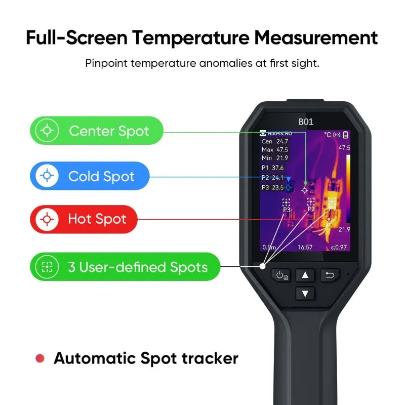 Imagem -06 - Câmera Térmica Hikmicro B01 Resolução 256x192 ir Taxa de Atualização 25hz Câmera de Imagem Térmica com Wifi Tela Lcd de 32