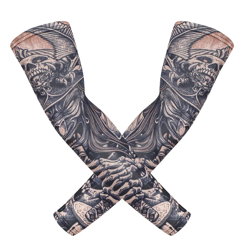 3D Tattoo Sleeve for Men and Women, Skull Armguard, Outdoor Cycling, Driving, Fishing, Sunscreen, Summer Sports Arm Guard Sleeve