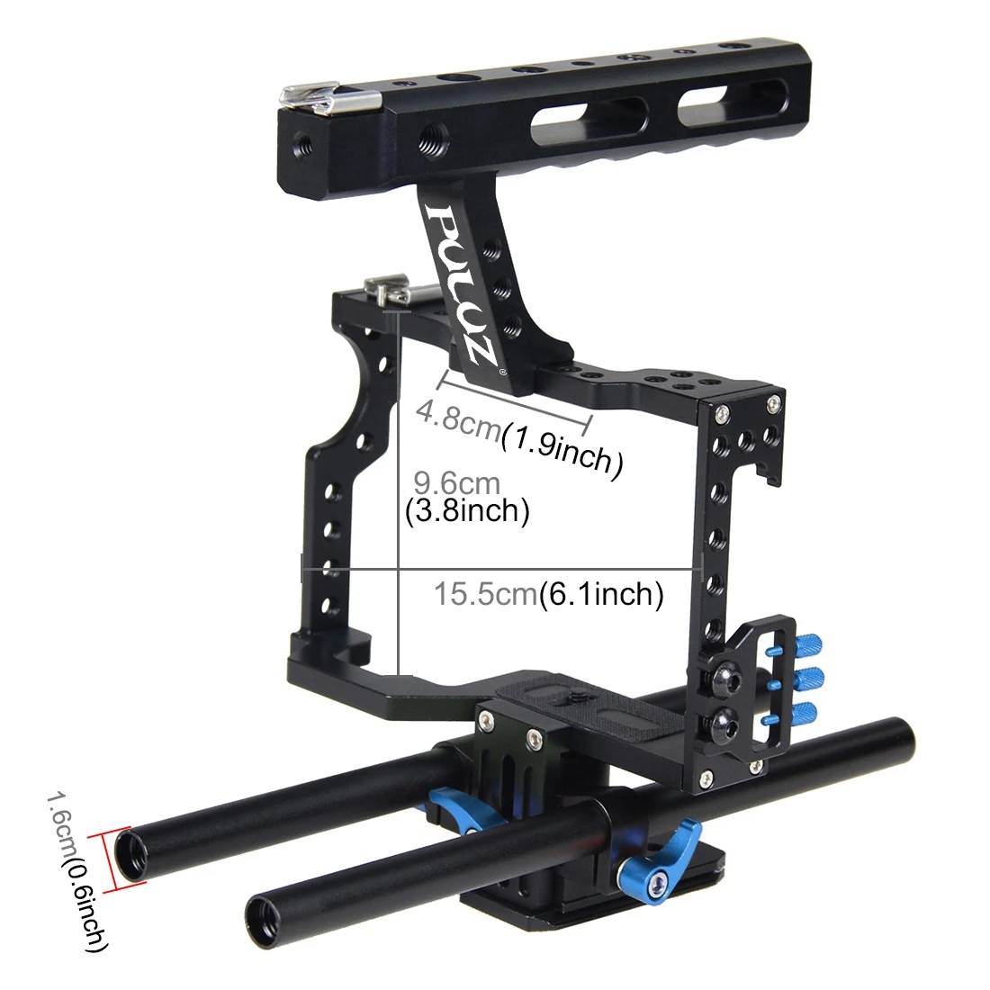 PULUZ Camera Metal Cage Handle Stabilizer Mount For Sony A7 A7R III A7S II A7R IV, A6500 A6300 A6000, Panasonic Lumix DMC-GH4