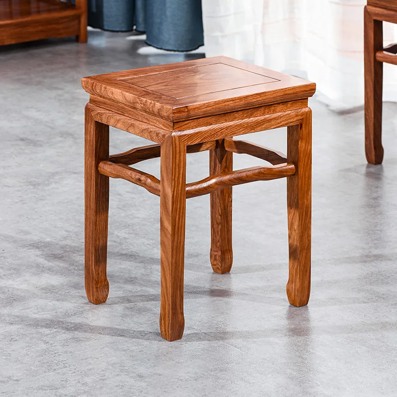 Rosewood SquareChinese Solid Wood Bench Shoe Pterocarpus Erinaceus Poir. Sofa Stool Rosewood Low  Small Stool Home