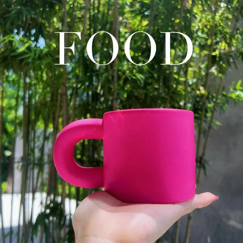 

Novelty Mug 300ml Ceramic Chubby Coffee Mug Large Capacity Mugs Rose Red Coffee Cups For Drinking Water Cup For Kitchen Home