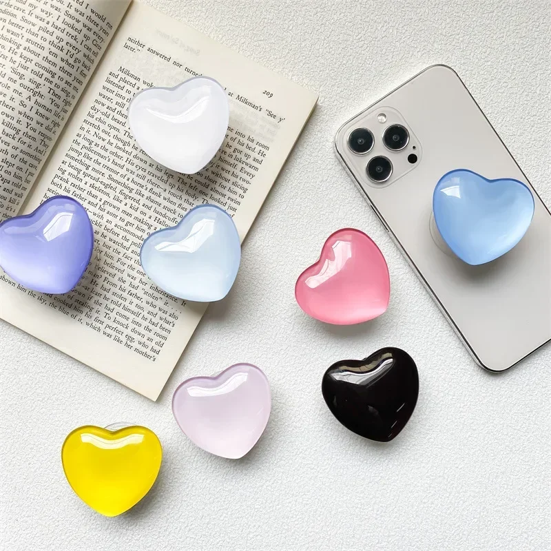 Heart Shape 3D Crystal Foldable Finger Ring Griptok Phone Holder for IPhone Samsung Support Socket Pocket Grip Tok Stand Bracket