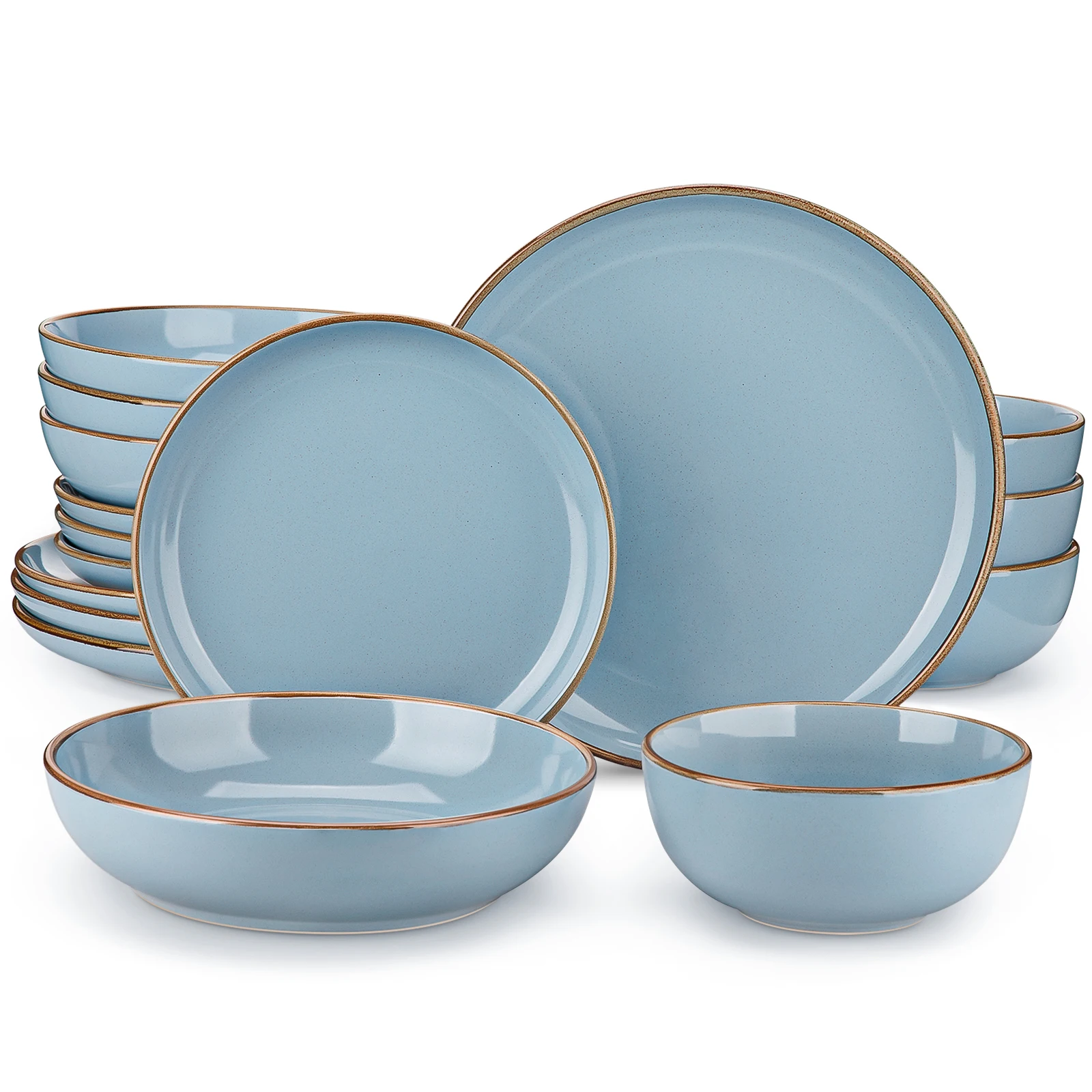 VANCASSO NYMPH 16/32 Piece Ceramic Glaze Tableware Set with Dinner/Dessert/Soup Plate/Bowl  For 4/8 Person 4 Color Optional