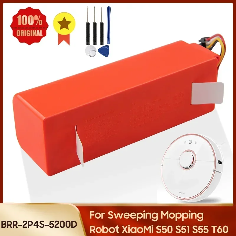 Replacement Battery BRR-2P4S-5200D 5200S For XIAOMI Roborock S50 S51 S55 T60 P50 Sweeping Mopping Robot Vacuum Cleaner Batteries