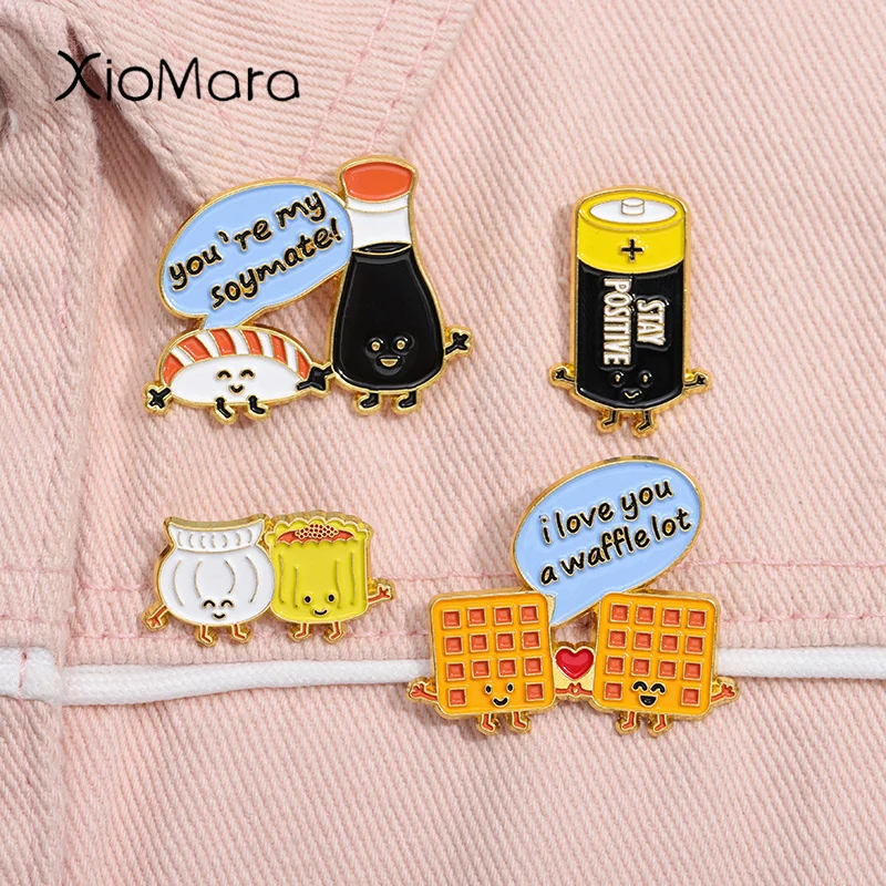 You're My Soymate Enamel Pin Funny Cartoon Sushi Couples Brooches Lapel Backpack Badge Jewelry Gifts For Foodies Alike