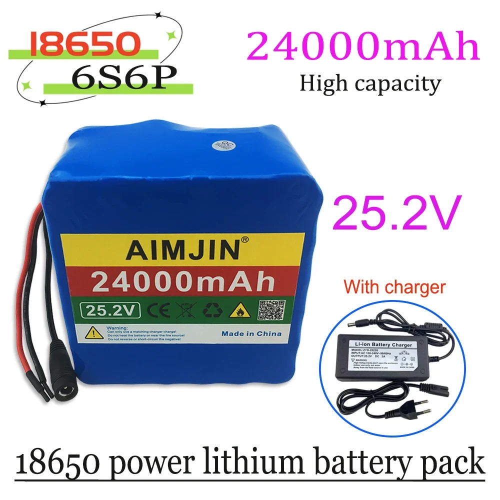 

25.2V 24000mAh large capacity 18650 lithium battery 6S6P BMS power battery pack+Charger