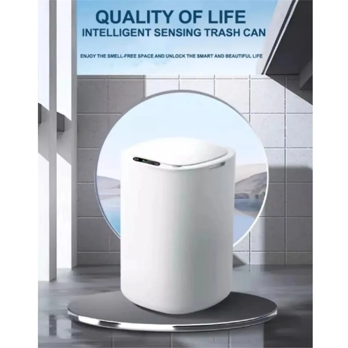 A08I Intelligent Sensor Trash Can Automatic Flip Lid for Home Kitchen Bathroom Waste Classification, Touchless Rubbish Bin