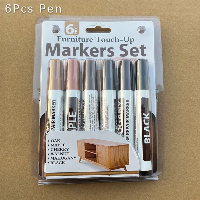 6/8/10 Stuks Houten Meubels Reparatie Pen Touch Up Markers & Krijt Puntenslijper Set Hout Kras restauratie Kit Patch Verf Pen