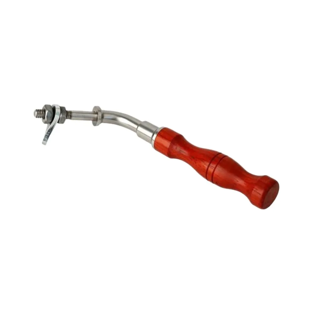 Stainless Steel Fireplace Handle with Red Pear Blossom Tree Wood Integration for Heat Resistant Use 15.6cm 20.5cm