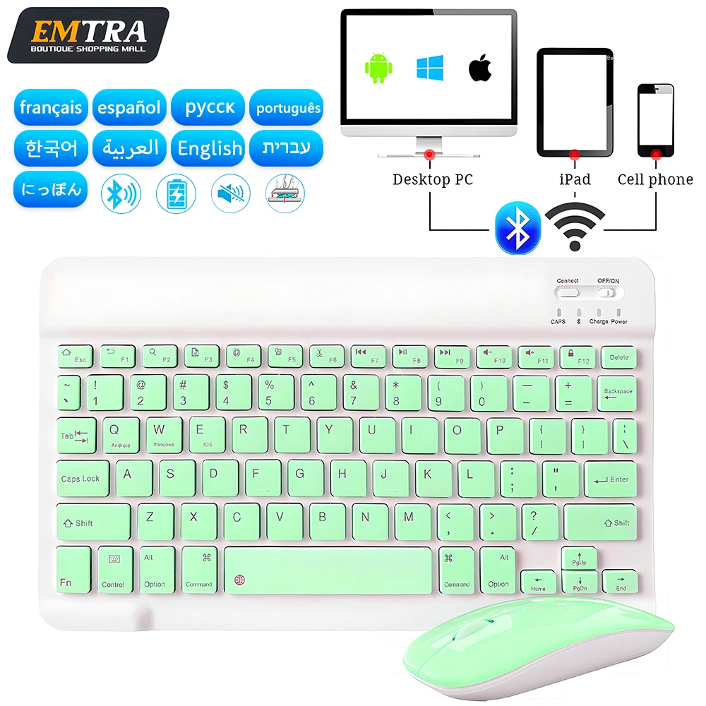 EMTRA Wireless Keyboard Bluetooth Keyboard and Mouse For iPad Air 5 Pro 12.9 Tecaldo Bluetooth For Xiaomi Samsung iPad Keyboard