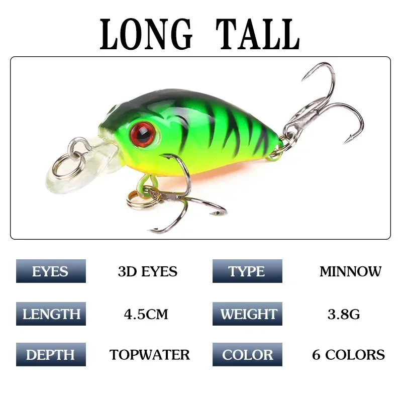 4.5cm 4g 1pcs Mini Minnow Fishing Lure Crank Wobblers Hard Bait Jig TopWater SwimBait Crankbait Carp Bass Pesca Fishing Tackle - view 2