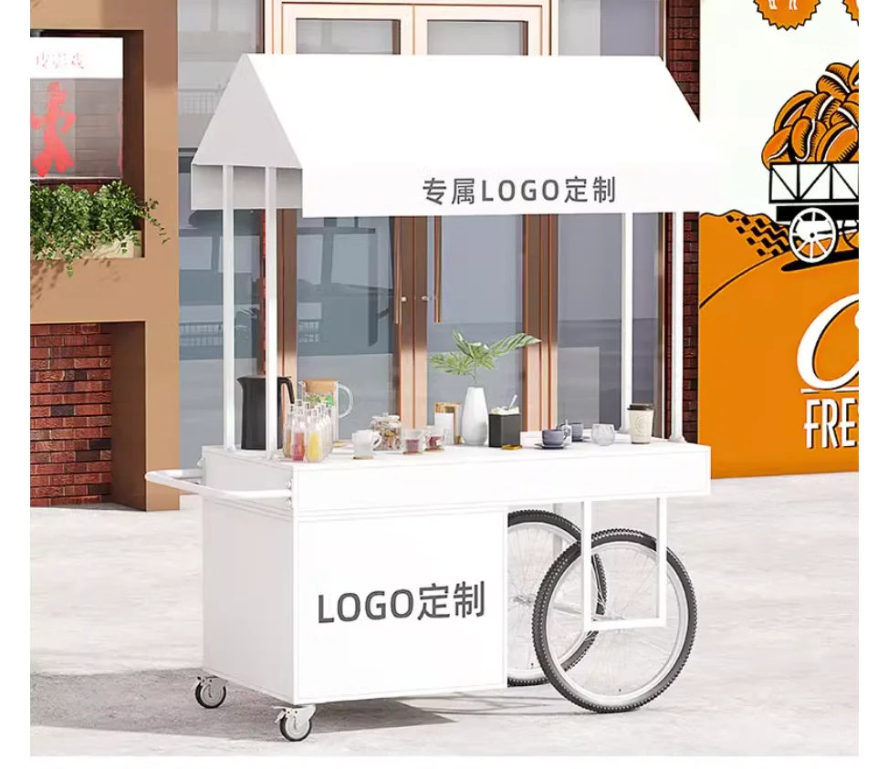 

Network red mobile float coffee stall truck food truck Supermarket stall display rack sales truck iron art stall cart