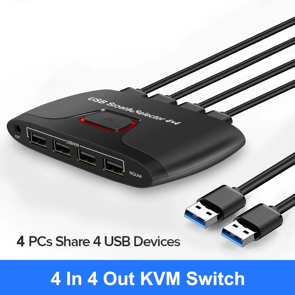 USB KVM Switch USB 2.0 Switcher KVM Switch for Windows10 PC laptops Keyboard Mouse Printer 4 PCs Sharing 4 Devices USB Switch