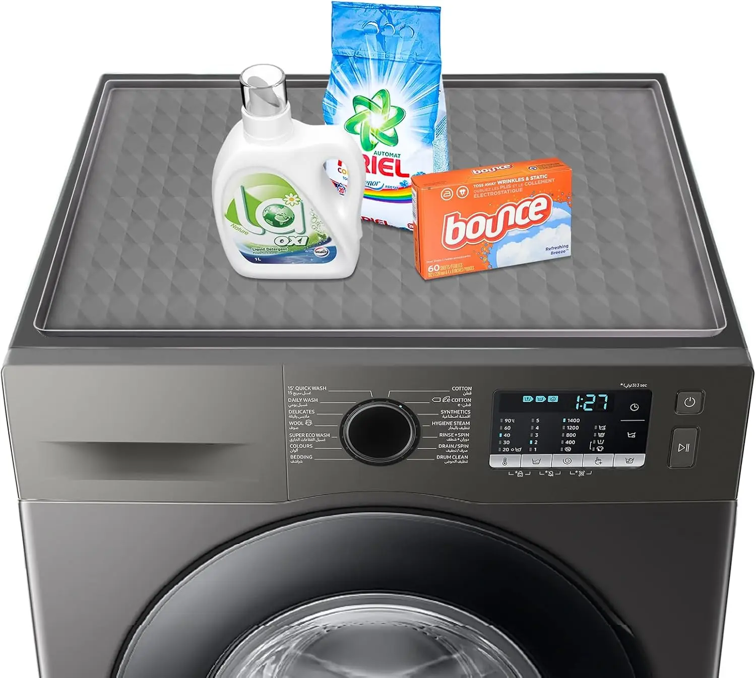 

23.6" x 19.7" Silicone Washer Dryer Top Protector Mat, Non-Slip Waterproof Cover for Home Laundry