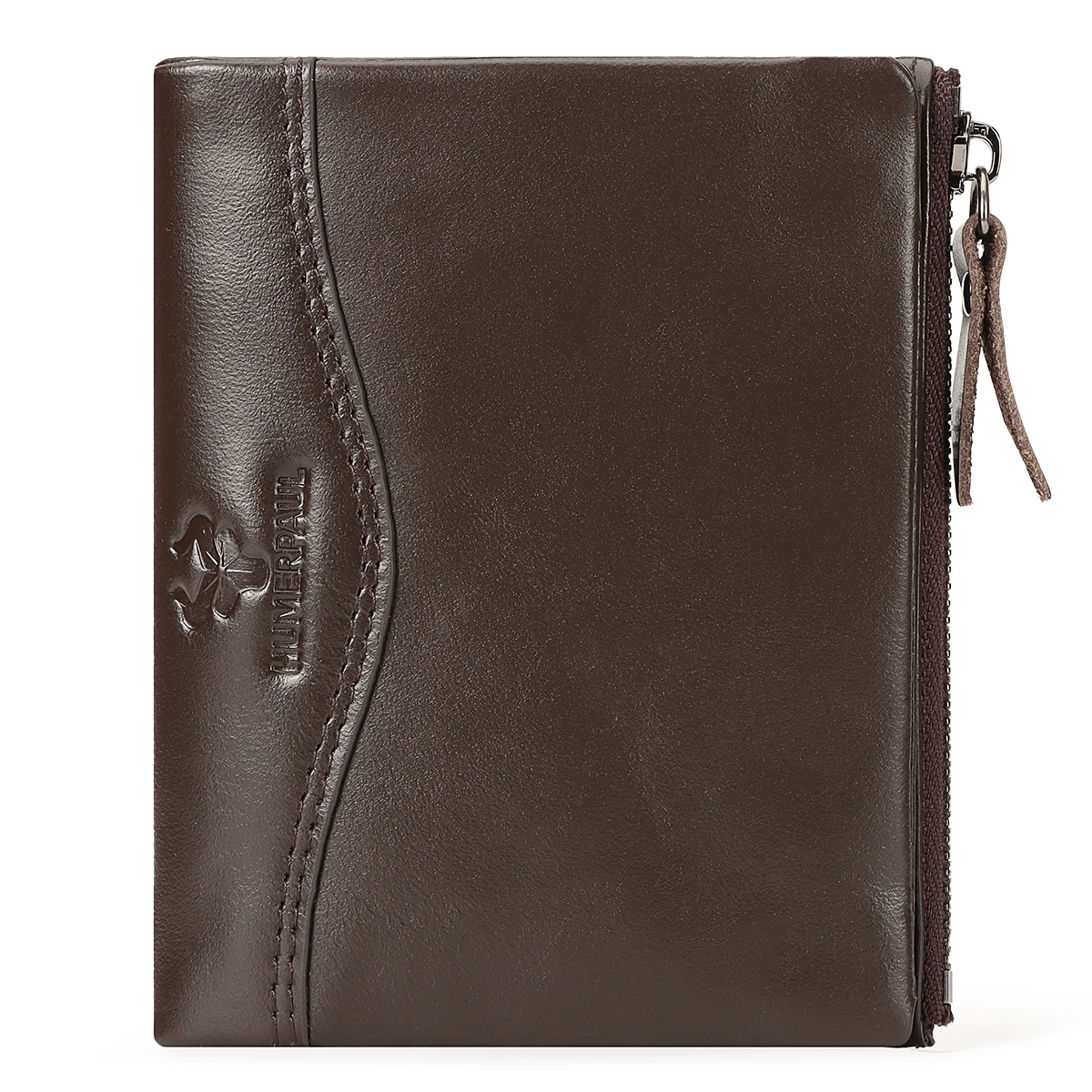 HUMERPAUL Short Wallet for Men Genuine Leather RFID Wallets with Card Holder Bifold Zip Coin Pocket billetera hombre Small