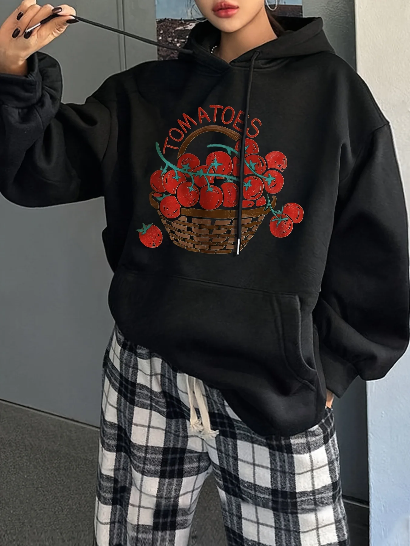 

Tomato Graphic Printing Autumn and Winter Cotton Men's and Women's Hoodies Casual Outdoor Street Sports Training Brand Trend