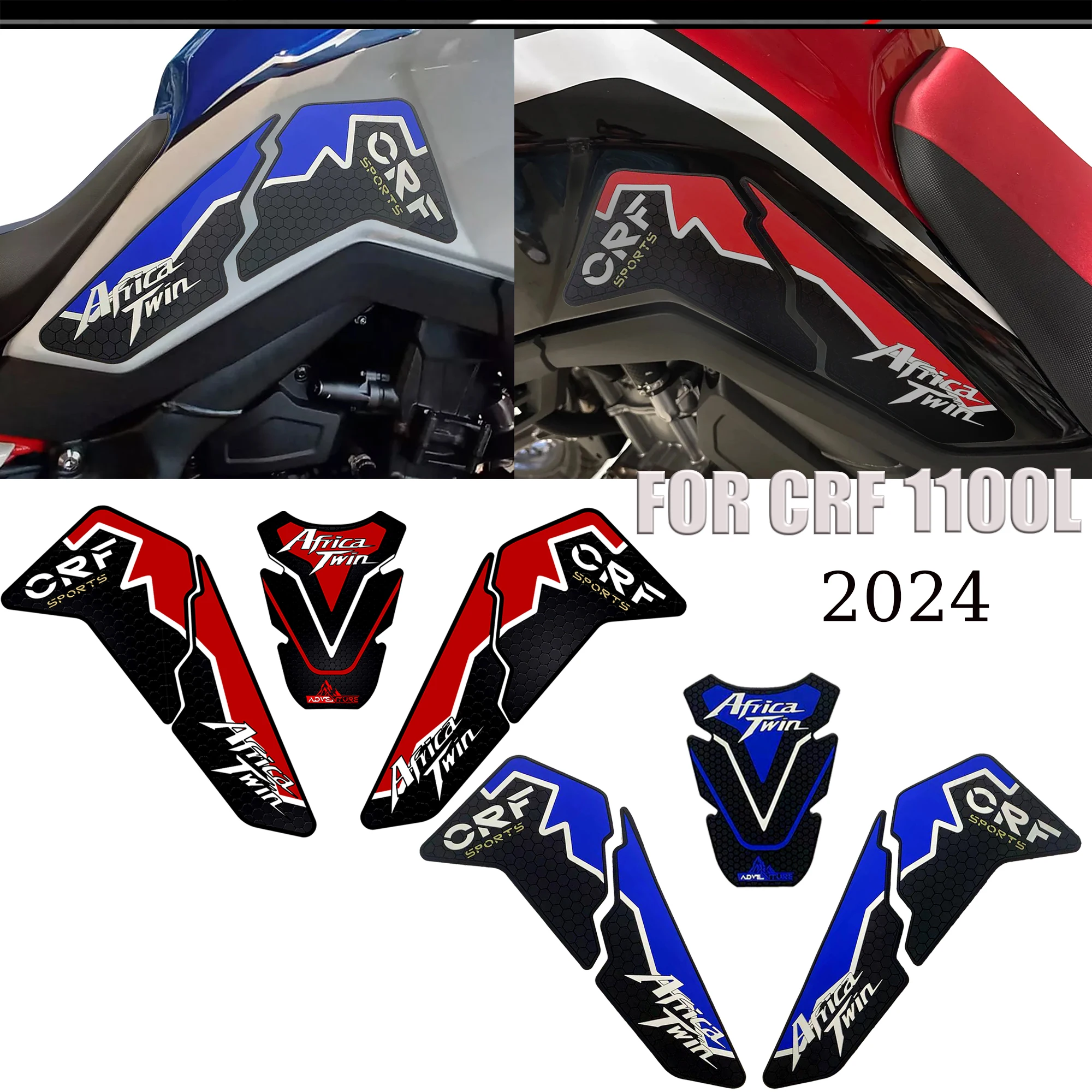 For Honda CRF1100 CRF 1100 L Africa Twin Motorcycle Side Fuel Tank Pad Tank Pads Protector Stickers Knee Grip Traction Pad 2024