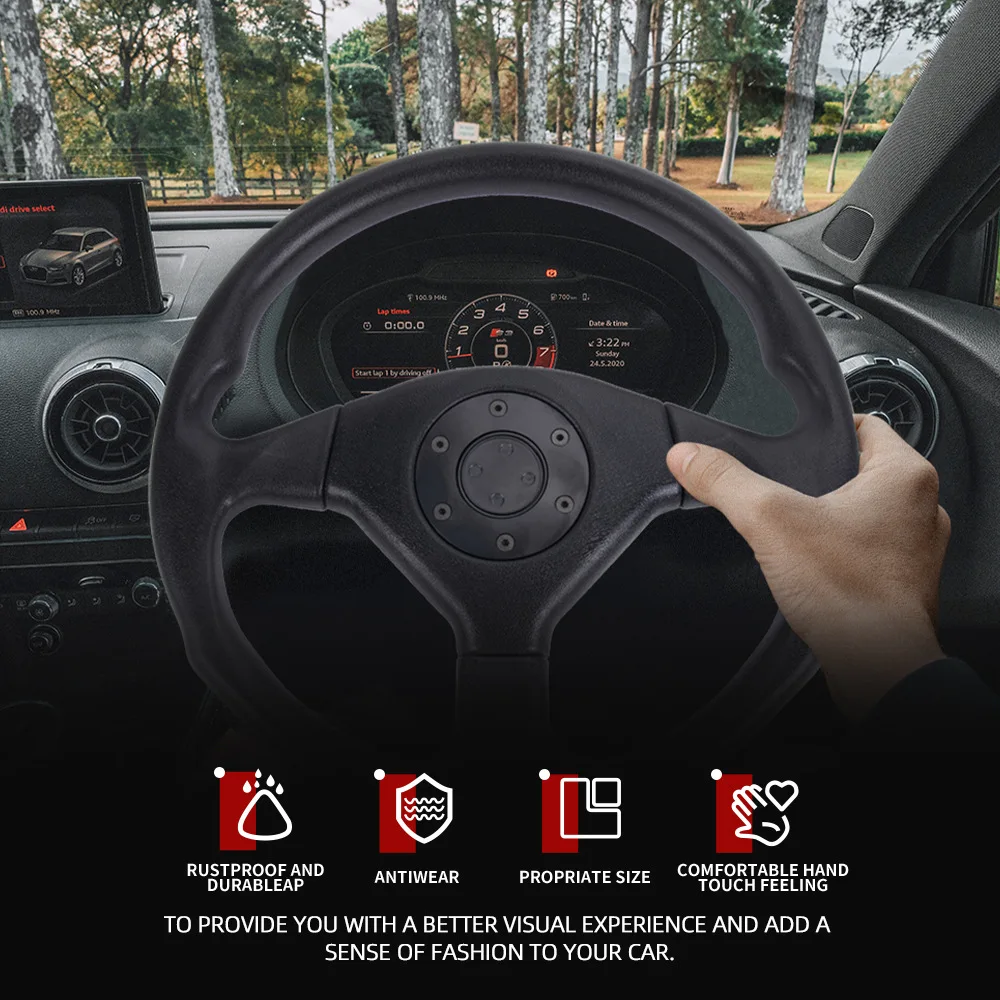 14 Inch 36CM Racing Steering Wheel PU Leather Competition Kart Steering Wheel Universal Car Racing