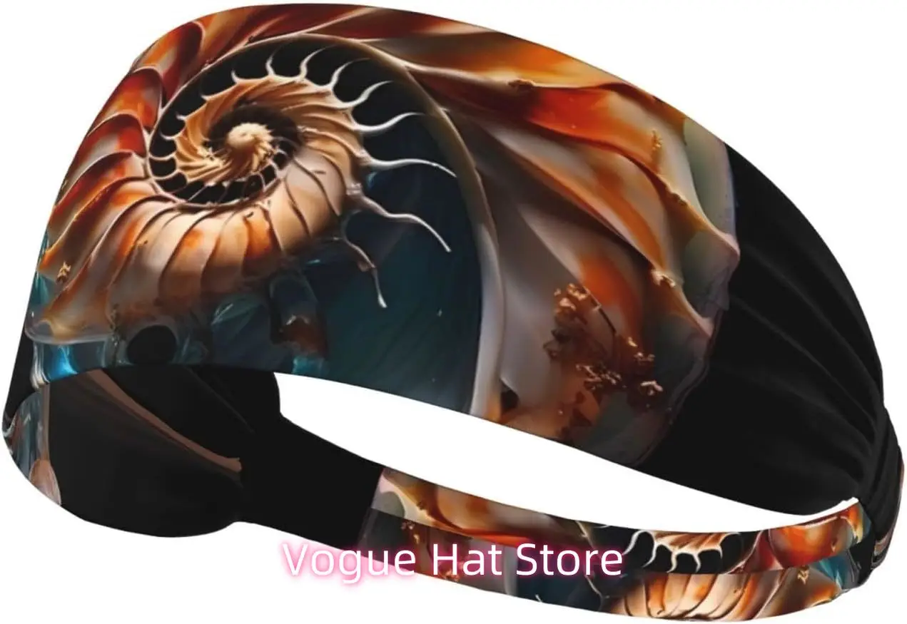 

Elastic Exercise Headband - Soft and Breathable Headband for Running, Cycling, Yoga, and More Wonderful Conch Pattern