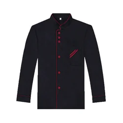 Unisex manga curta Chef Coat, Tops, camisa de catering para hotel e restaurante, preto e branco