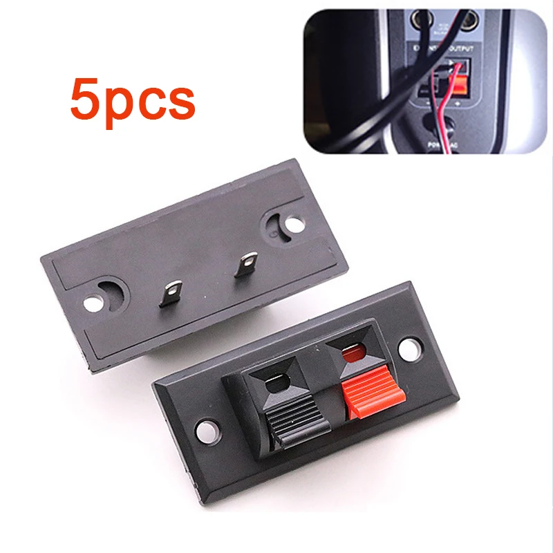 5Pcs 2 Positions Connector Terminal Push-in Jack Spring Load 2 Way 2 Pin Spring Push Release Home Audio Speaker Terminals