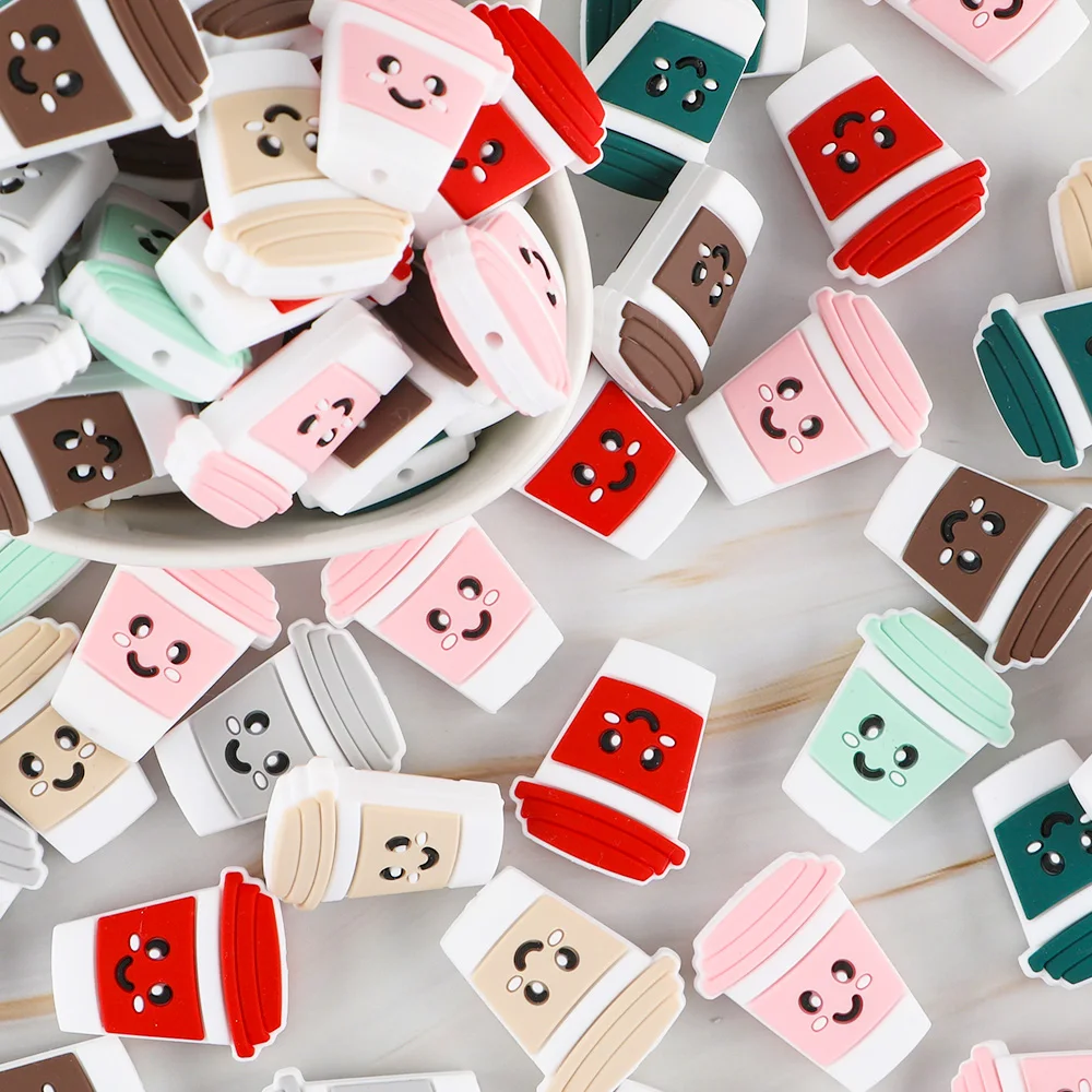 

100Pcs Cartoon Milk Tea Cake Focal Silicone Beads For Jewelry Making DIY Pen Keychain Necklace Jewelry Accessories