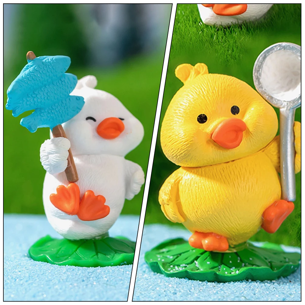 

8 Pcs Decoration Tiny Resin Ducks Mini Car Statue Decorative Figures