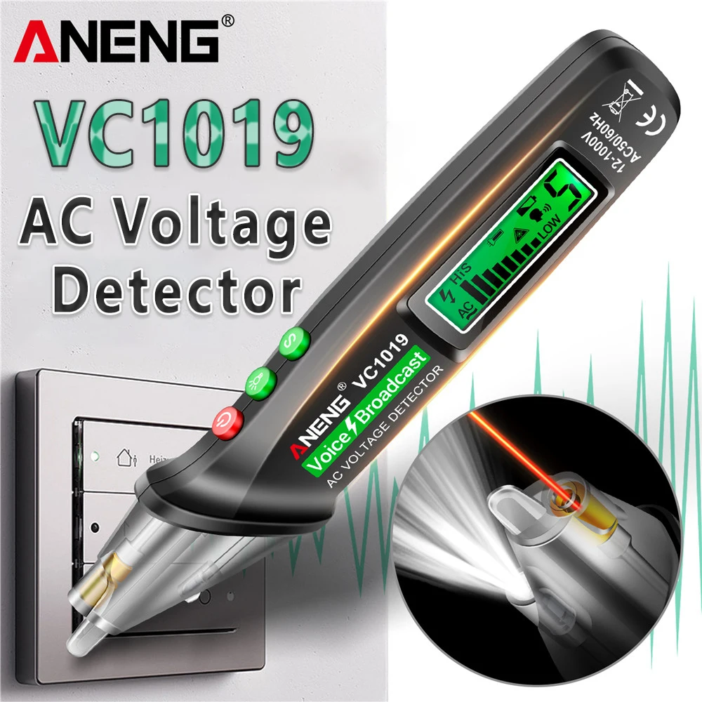 ANENG VC1019 Circuit Breaker Finder con trasmissione vocale e Tester di tensione di posizionamento del sensore a infrarossi rilevatore di filo