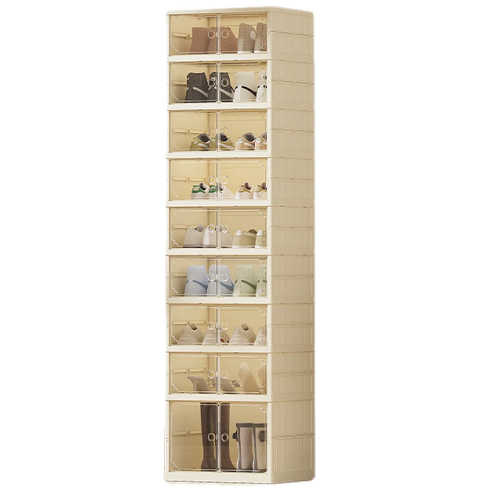 

Shoe Storage Organizer Clear Shoe Storage Cabinet Foldable with Lids Large Size Shoe Rack Stackable Sneaker Storage Shoe Cabinet