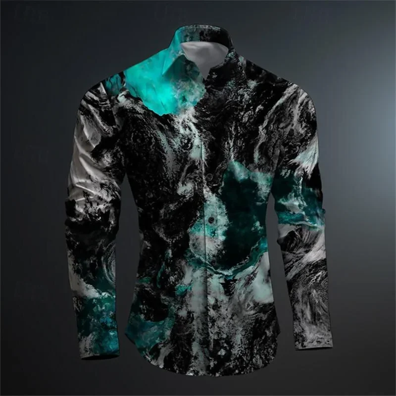 Men's Dark High-end Splash Ink Graffiti Irregular Red New Retro Casual Outdoor Shirt Soft Comfortable Street Outdoor Plus 6XL