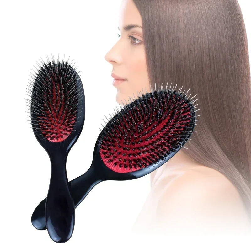 Salon Boar Bristle Hair Extension Brush Hairdressing Detangling Brush Combs Head Scalp Massager Brush Comb Anti Static Hair Comb