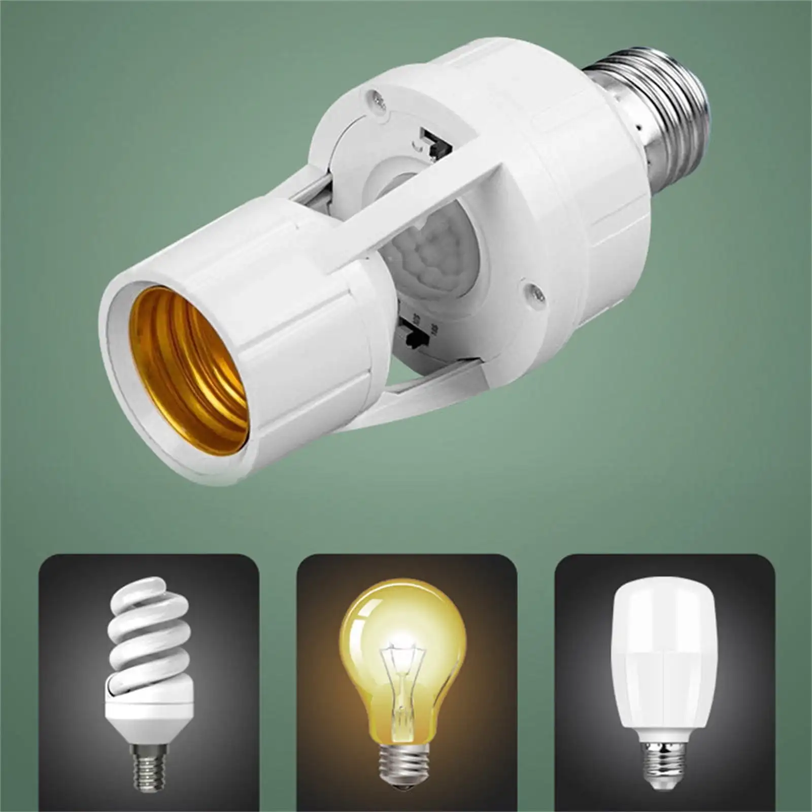 

1pcs White E27 Screw in Add on/Off Motion Sensor Sockets Auto Motion Sensor Light Sockets Indoor for Porch Garage Basement